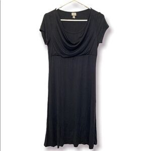 Merona black drape neck midi short sleeve casual T shirt dress-M